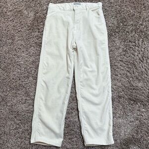 Everlane Brushed Organic Cotton High Waist Straight Leg Pants Cream Size 12